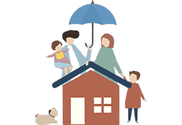 Family with home insurance
