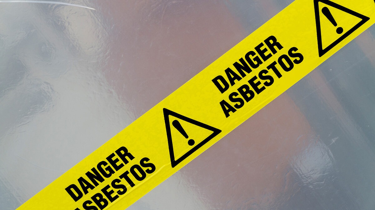 asbestos damage warning yellow stripe