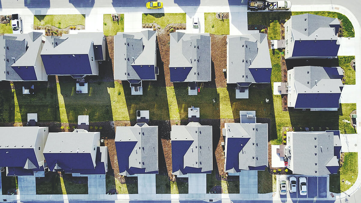aerial view of American residential housing