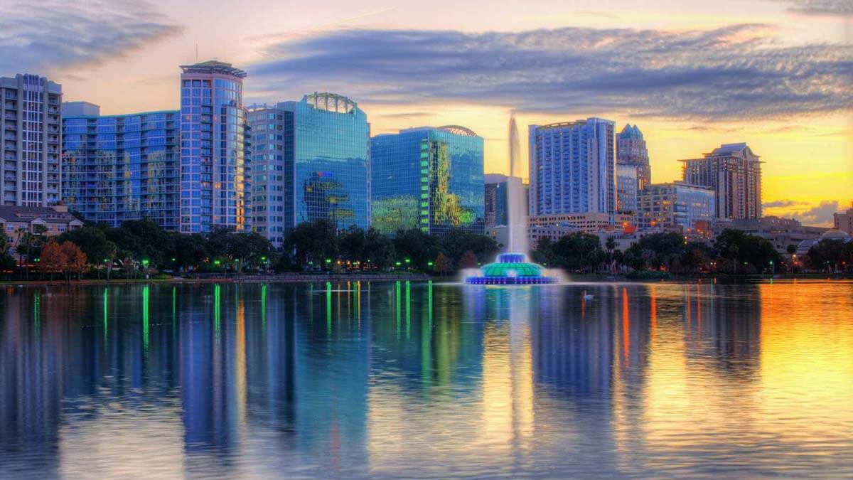 skyline of Orlando's Housing Market at sunset