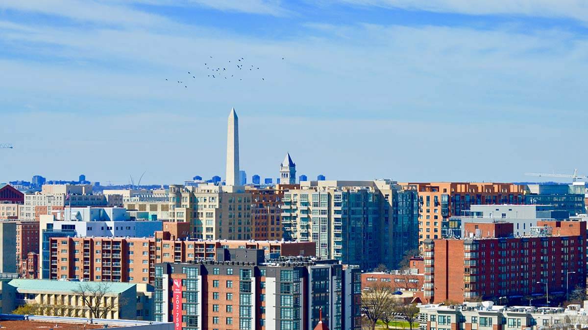 Aerial view of Washington DC Housing