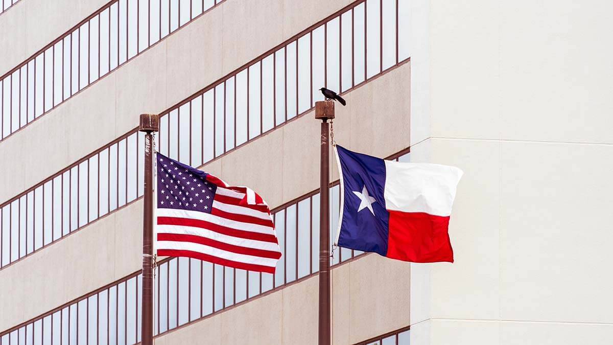 flags of The United States and of the state of Texas