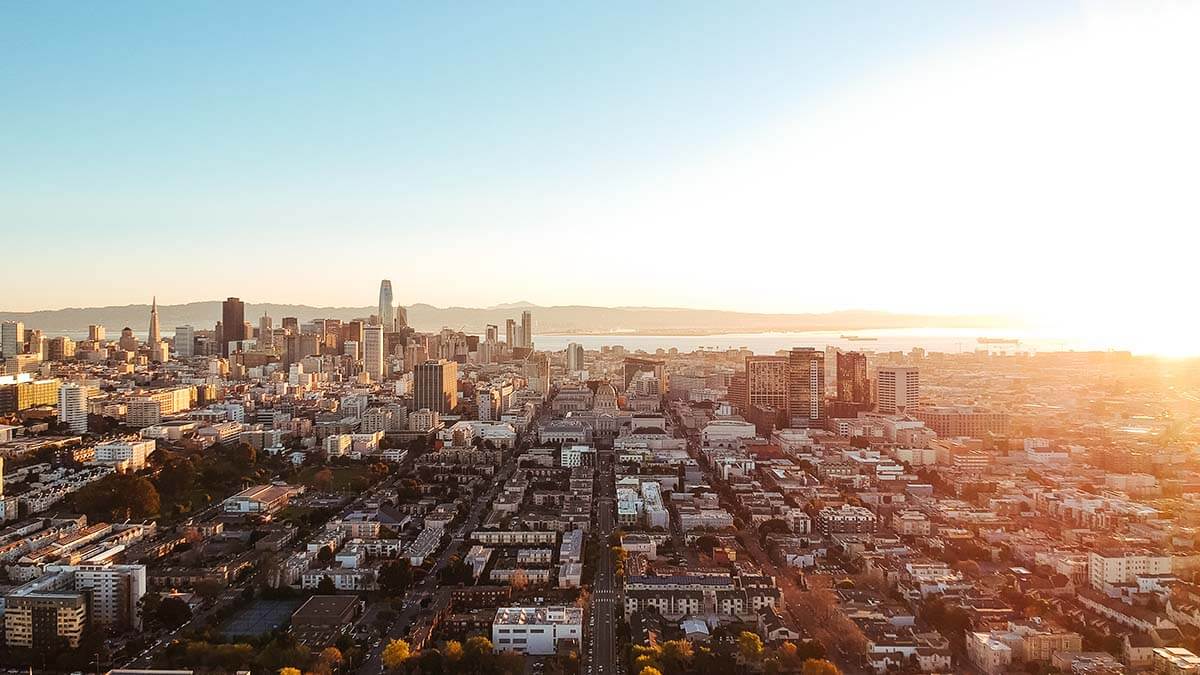 San Francisco Aerial View at Sunset