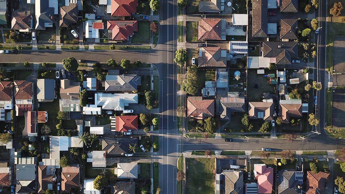 aerial view of housing in Florida neighborhood